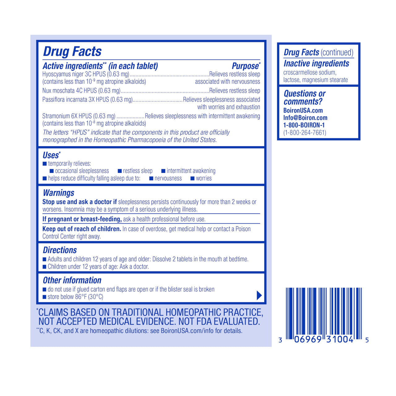 Boiron SleepCalm Sleep Aid for Deep, Relaxing, Restful Nighttime Sleep - Melatonin-Free and Non Habit-Forming - 60 Count
