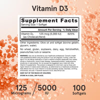 Thumbnail for Jarrow Formulas Vitamin D3 125 mcg (5000 IU) - 100 Servings (Softgels) - Bone Health, Immune Support & Calcium Metabolism Support - Vitamin D Supplement - D3 Vitamins - 5000 IU Vitamin D - Gluten Free