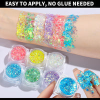 Thumbnail for Teenitor 6 Colors Glow in The Dark Glitter Gel, Face Glitter Gel, Body Glitter Hair Glitter for Carnival Makeup UV Black Light Party Cheer Raves Festivals