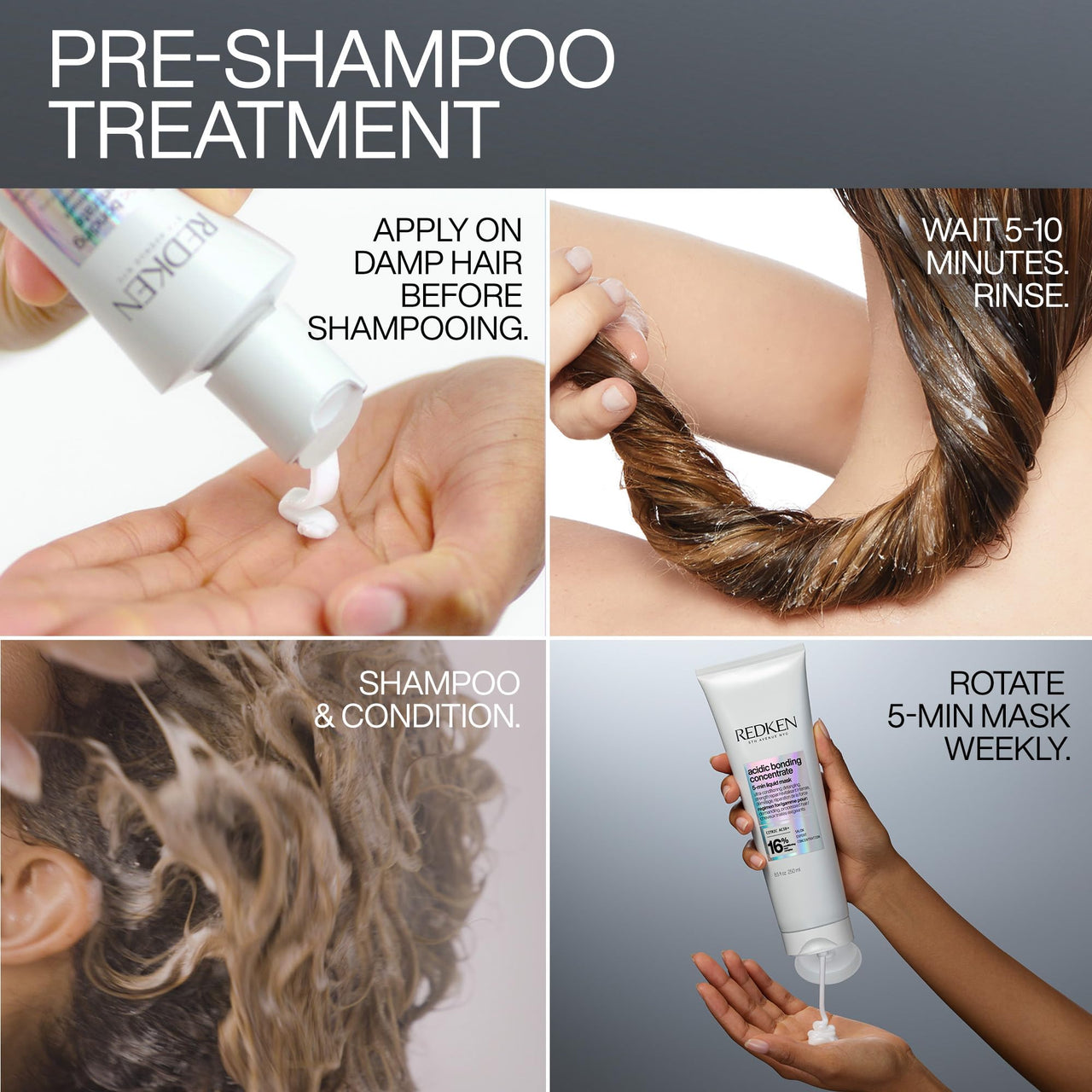 Redken Acidic Bonding Concentrate Treatment For Damaged Hair Repair - Deep Conditioning Intensive Mask, Acidic Bonding Concentrate