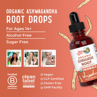 Thumbnail for MaryRuth Organics Ashwagandha Root | USDA Organic Ashwagandha Liquid Drops | Stress Relief, Natural Calm, Relaxation and Mood Support Supplement | Adaptogenic | Nervine | Vegan | Non-GMO | 60 Servings