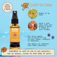 Thumbnail for SuperMush Daily Immunity Mouth Spray Organic - Mushroom Immunity Spray Supplements - Turkey Tail & Reishi Mixed Mushrooms Extract - Immune & Digestive Health Support - 30ml Pure & Organic Turkey Tail