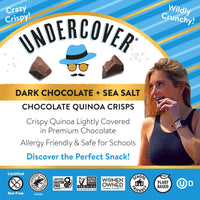 Thumbnail for Undercover Snacks Chocolate Quinoa Crisps Snacks - Dark Chocolate + Sea Salt | 70-Count, Individually Wrapped Crisps | Gluten Free, Nut-Free, Allergen Friendly, Kosher, Plant-Based, NOT AIRLINE SIZE