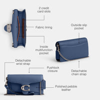 Thumbnail for Coach Polished Pebble Tabby Wristlet, Sky Blue