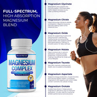 Thumbnail for Magnesium Complex 7 Elemental Magnesium Supplement 1000mg – Magnesium Glycinate, Citrate, Malate, Taurate, Oxide, Aspartate, Orotate Non-GMO 90 Capsules