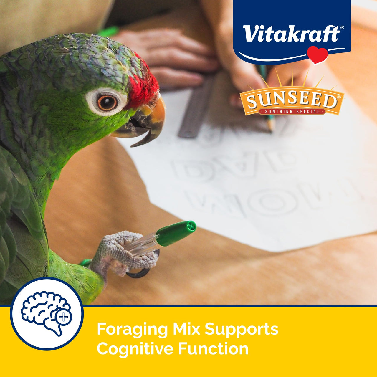 Vitakraft Sunseed Vita Prima Safflower Formula Parrot Food for Medium and Large Birds 4 lb. Bag with Seeds Grains Fruits and Veggies for Wholesome Daily Nutrition Your Parrot is Family