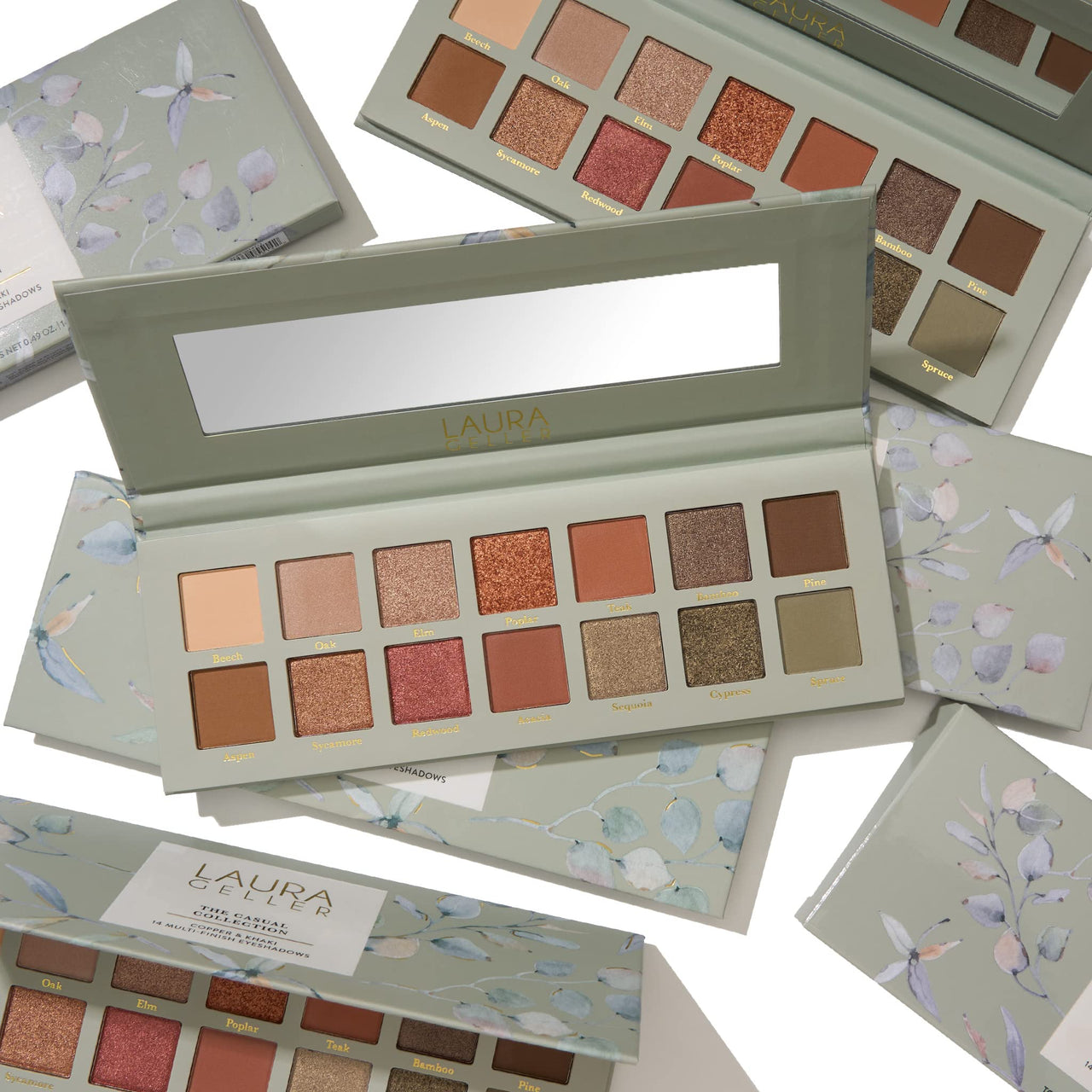 LAURA GELLER NEW YORK The Casual Collection Copper & Khaki 14 Multi-Finish Eyeshadows | 14 Pigmented Eyeshadows Blendable Natural Look