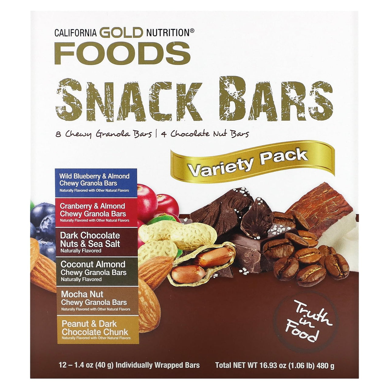 Maple, Nuts, Sea Salt, Variety Pack Snack Bars, Simple Ingredients, 7 g Plant-Based Protein, 6 g Fiber, No Artificial Colors, Flavors, Sweeteners, Preservatives, 1.4 oz (40 g) Each, 12 Bars