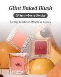 Thumbnail for Glint Baked Blush (Strawberry Smoke, 0.08oz) - Long-Lasting, All-Day Face Blush Powder for a Natural Look. Korean Skin Care Makeup. Blendable Color for Eyes, Cheeks & Body.