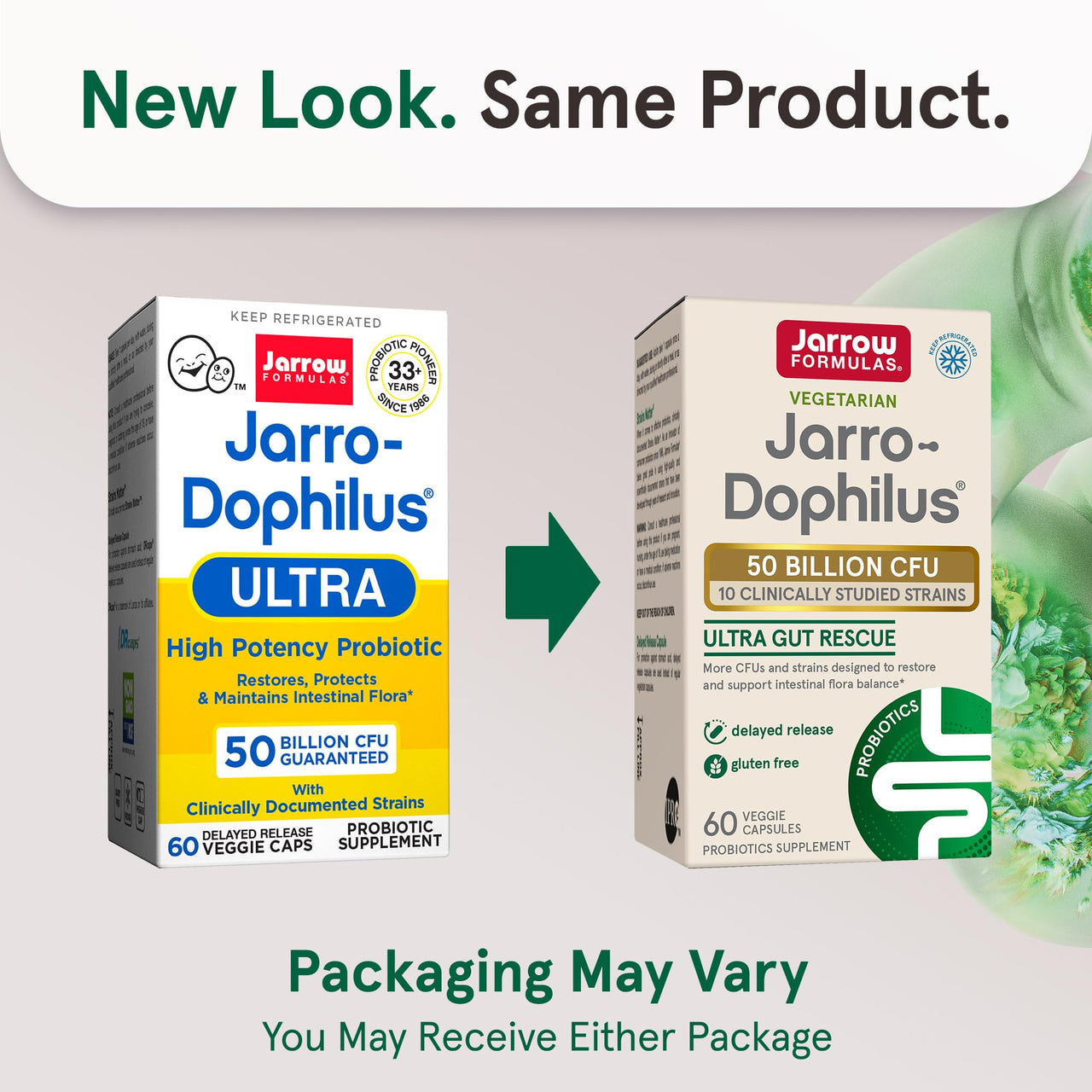 Jarrow Formulas Jarro-Dophilus Ultra Gut Rescue - 50 Billion CFU Per Serving - Probiotics Restore, Protect & Maintain Intestinal Flora - 60 Servings (Delayed Release)