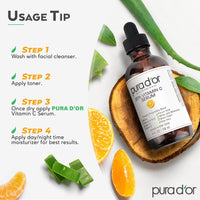 Thumbnail for PURA D'OR 20% Vitamin C Serum 4 Oz - Lightweight Maximum Strength Formula - Retinol, Hyaluronic Acid, Ferulic Acid - Professional Grade Treatment For Face & Eyes, Wrinkles - Men & Women