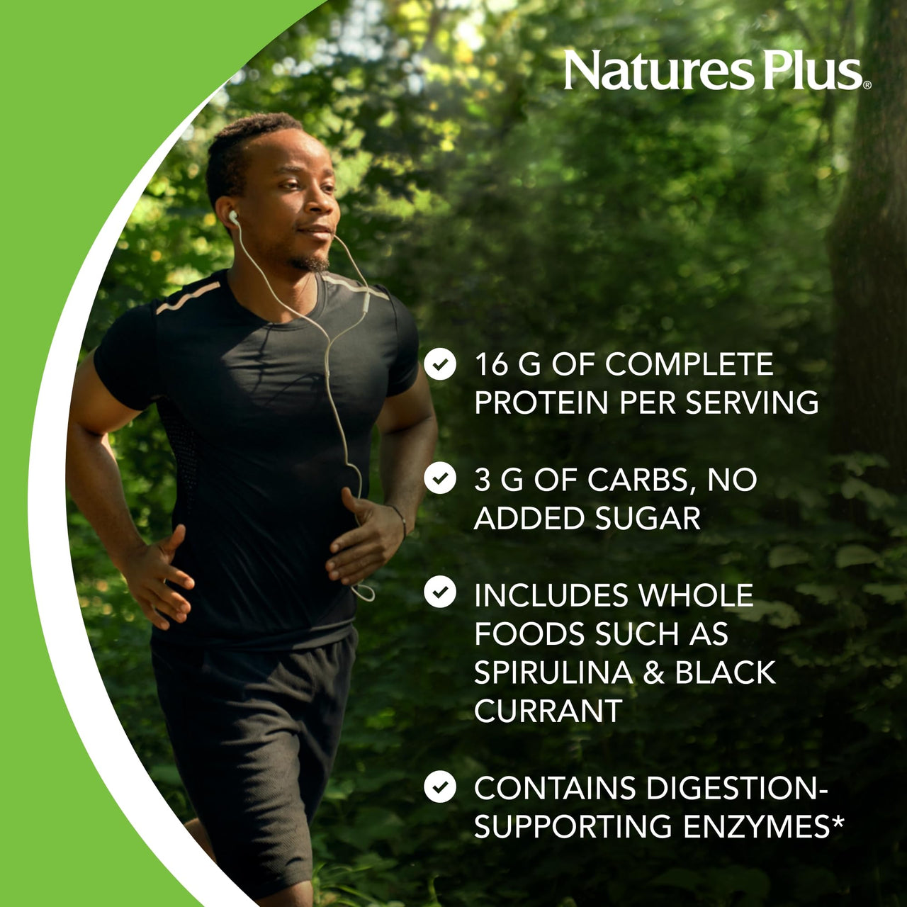 NaturesPlus Energy Shake - 1.7 lb - 16 Grams of Plant-Based Protein Per Serving - Contains Digestion-Supporting Enzymes - No Added Sugar - Non-GMO, Vegetarian, Gluten Free - 28 Servings