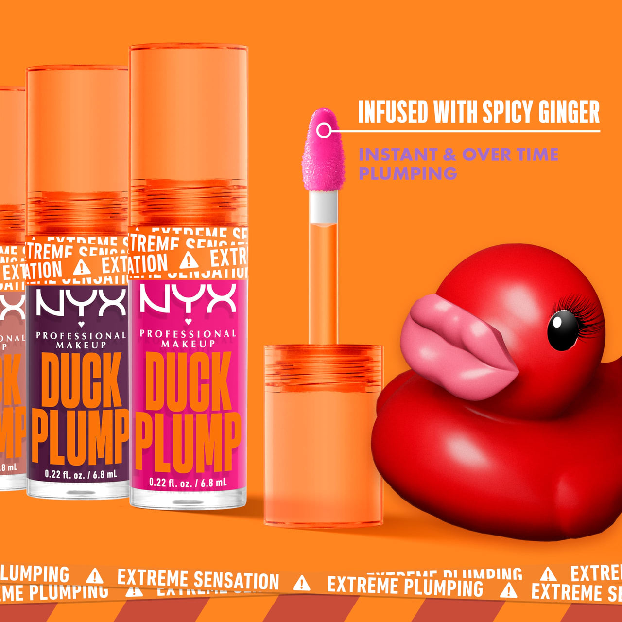 NYX PROFESSIONAL MAKEUP Duck Plump High Pigment Plumping Lip Gloss with Spicy Ginger, Vegan Lip Makeup - Pick Me Pink (Soft Rose Pink)