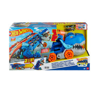 Thumbnail for Hot Wheels City Toy Car Track Set, Ultimate T-Rex Transporter, Hauler Transforms into Stomping Dino with Race Track, from Netflix Series “Let’s Race”