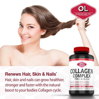 Thumbnail for Olympian Labs Multi Collagen Complex Type I, II, III, V, X, Hair, Nails, Joint, Gut Health, 90 Caps, 30-Day Supply