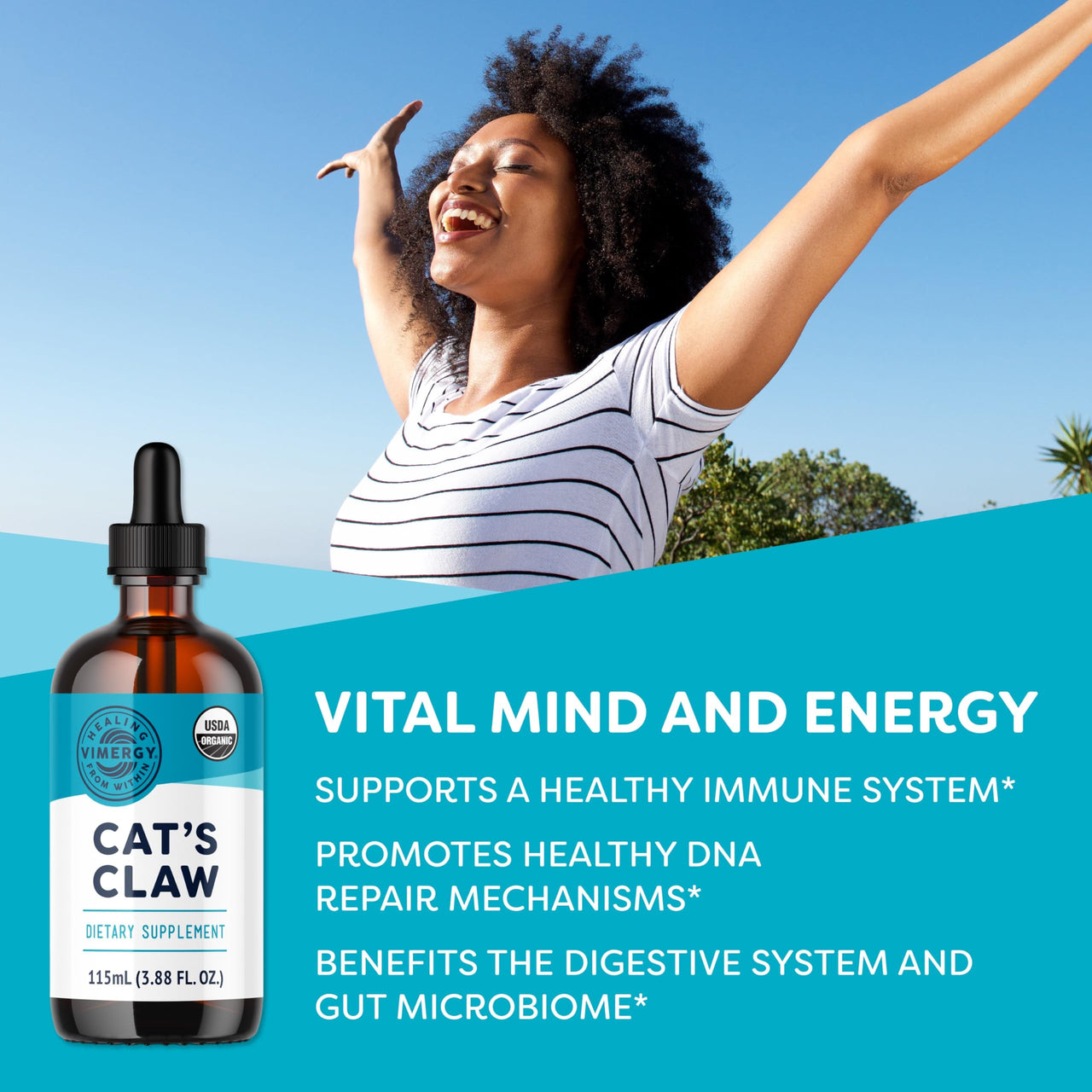 Vimergy USDA Organic Cat’s Claw Liquid – Provides Antioxidant Support* – Benefits The Immune System* – Vegan, Gluten-Free, Non-GMO – 57 Servings (115 mL)