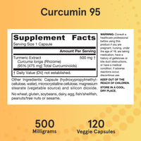 Thumbnail for Jarrow Formulas Curcumin 95 Supplement - Turmeric Extract Supplement, 500 mg for Antioxidant & Joint Support, 120 Capsules
