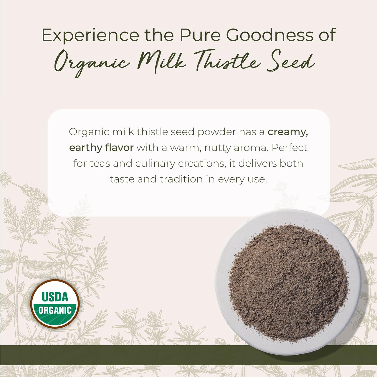 Starwest Botanicals Organic Milk Thistle Seed Powder - Ground Milk Thistle for Tea & Cooking, Mix in Juice, Add to Smoothies, Oatmeal, & Yogurt, Certified Kosher, Non-GMO - Bulk 1 lb Bag