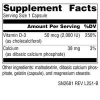 Thumbnail for Source Naturals Vitamin D-3, Bioactive Form for Bone & Immune Health*, 50mcg (2000 iu) - 400 Capsules
