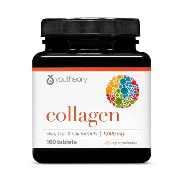 Youtheory Advanced Collagen - 6,000 mg - with Vitamin C - for Hair, Skin & Nails* - Collagen Supplements for Women and Men - 160 Tablets