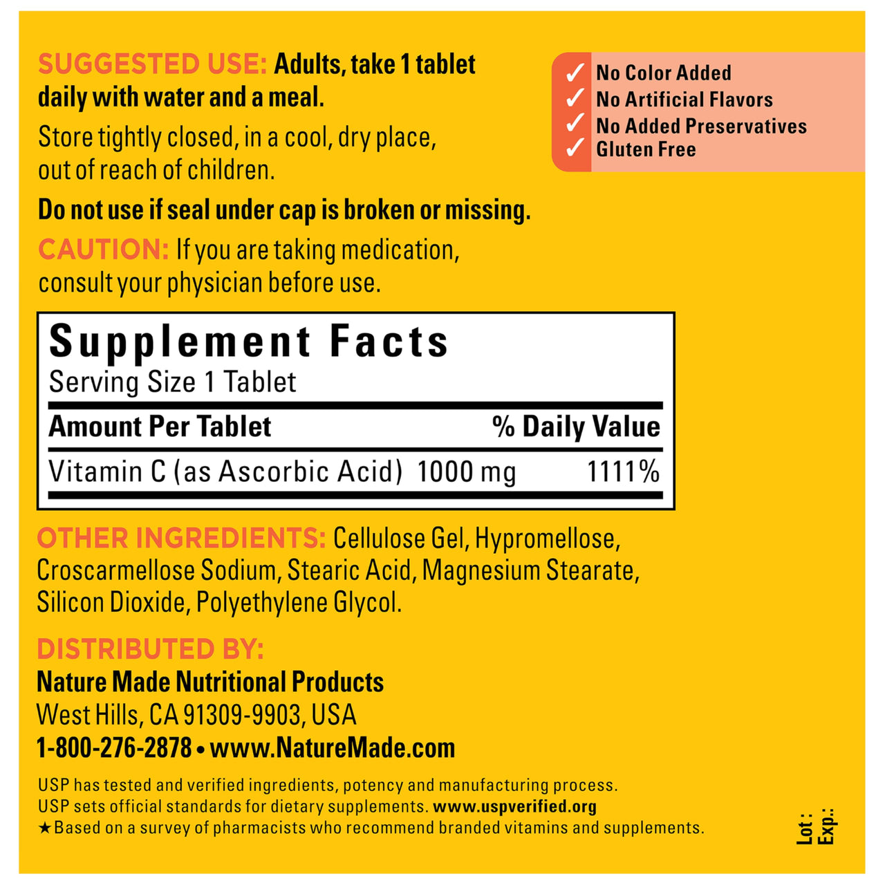 Nature Made Vitamin C 1000 mg Extra Strength, Dietary Supplement for Immune Support, 300 Tablets, 300 Day Supply