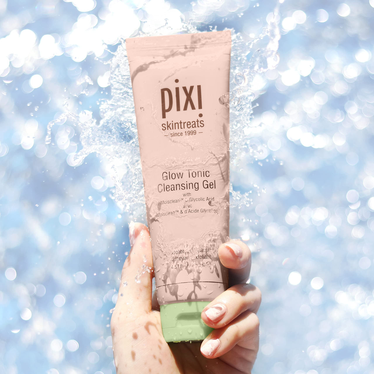 Pixi Glow Tonic Cleansing Gel | Glycolic Acid Facial Cleanser | Gently Exfoliates, Tones & Energizes Skin | With Ginseng, Aloe & Horse Chestnut | 4.57 fl oz/135ml
