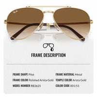 Thumbnail for Ray-Ban RB3625 New Aviator Pilot Sunglasses for Men and Women- Timeless Classic Sun Glasses with Modern Elegance - Premium UV Protection & Classic Lenses - Designer Men's and Women's Sunglasses