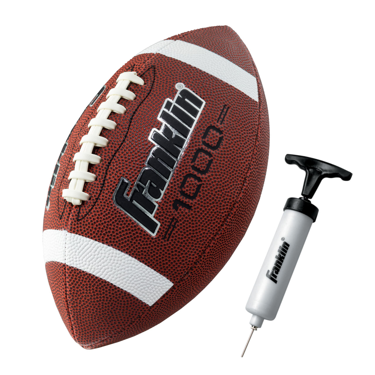 Franklin Sports Youth Football - 1000 Junior Kids Football - Synthetic Leather Youth Junior Ball for Kids - Outdoor All-Weather Construction - Extra Grip - 1 Pack - Brown + White