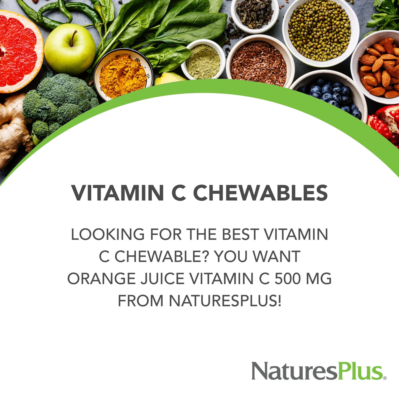 NaturesPlus Orange Juice Chewable Vitamin C - 500 mg, 90 Tablets - High Potency Immune & Vascular Health Support Supplement, Antioxidant - Gentle On Stomach - Vegetarian, Gluten-Free - 90 Servings