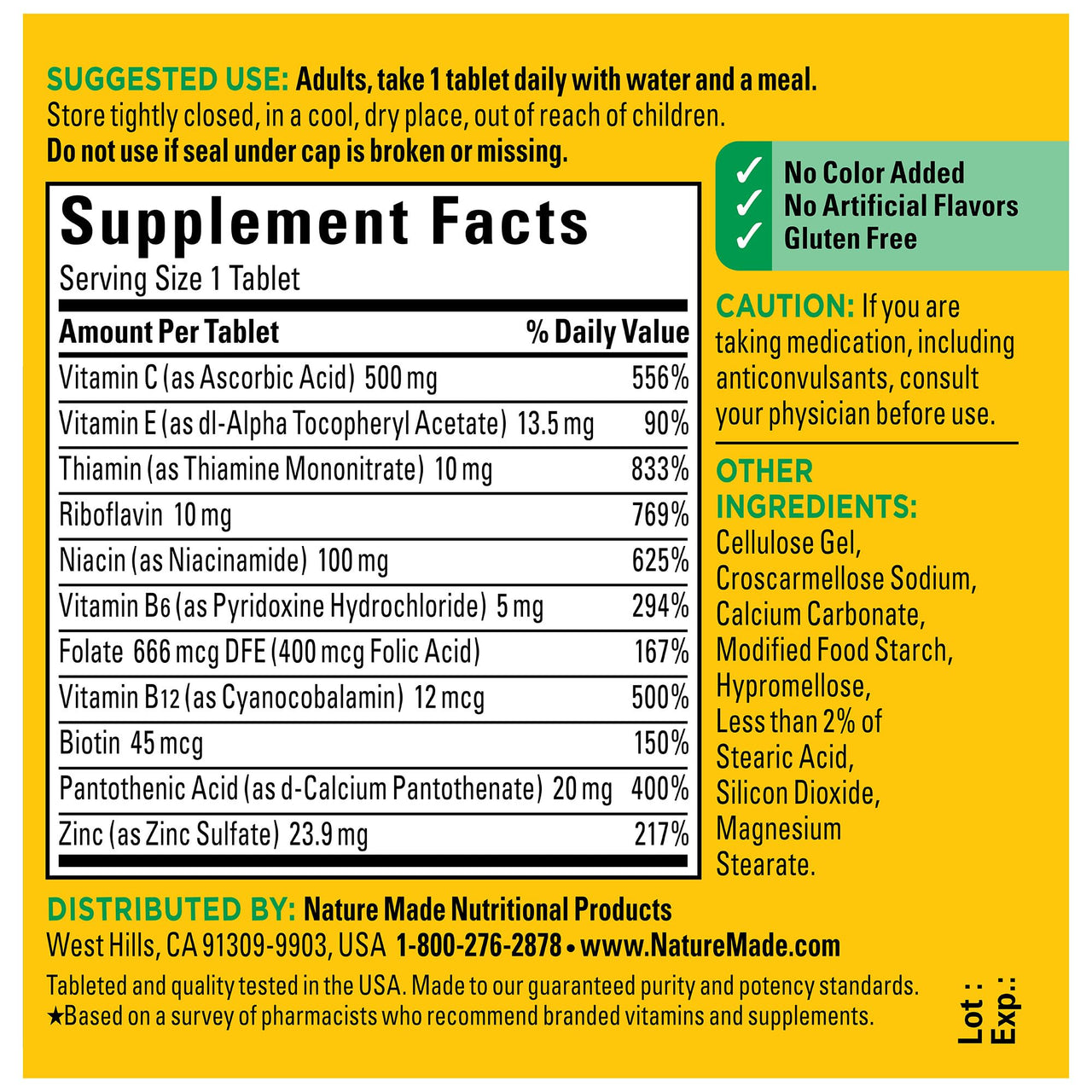 Nature Made Stress B Complex with Vitamin C and Zinc, B Complex Vitamins for Women and Men, Immune Support, 75 Tablets, 75 Day Supply