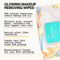Thumbnail for Pacifica Glowing Makeup Remover Wipes – With Glycolic Acid for AHA Exfoliating and Facial Cleansing – No Rinse Face Cleaning Towelettes – Dermatologist Tested, Vegan & Cruelty-Free – 30 Pack