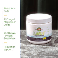 Thumbnail for KAL Cleanout Magnesium Plus Psyllium Husk Powder - Lemon Lime - Magnesium Oxide with Fiber Supplement - Regulation Support Drink Mix - No Sugar - 60-Day Guarantee, 40 Servings, 8.5 OZ