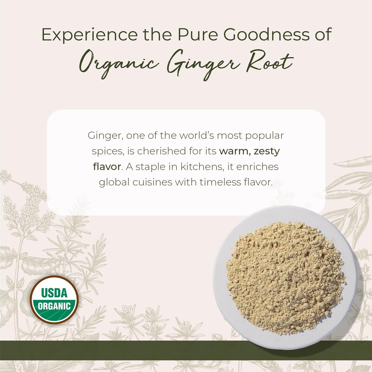 Starwest Botanicals Organic Ginger Root Powder - Ground Ginger Herb for Tea, Baking, & Cooking, Natural Herbal Spice, Certified Kosher, Non-GMO - Bulk 1 lb Bag