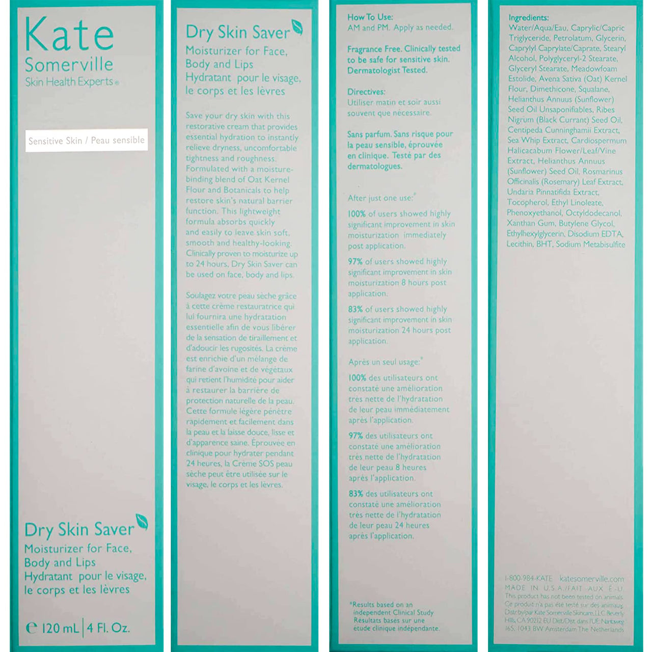 Kate Somerville Dry Skin Saver – Eczema Therapy Cream – Soothing, Hydrating Face and Body Lotion Suitable for Sensitive Skin, 4 Fl Oz