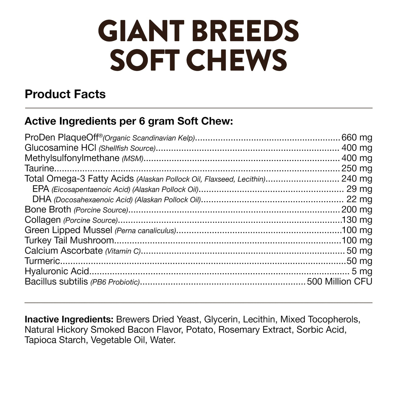 NaturVet Giant Breeds Supplement- for Joint Support, Digestion, Skin, Coat Care- Dog Multivitamins with Minerals, Omega-3, PlaqueOff- Wheat-Free Vitamins for Dogs- Giant Breeds- 50 Soft Chews