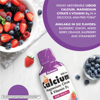 Thumbnail for Bluebonnet Nutrition Liquid Calcium Citrate, Magnesium, Vitamin D3, Bone Health, Gluten Free, Soy Free, Milk Free, Kosher, 16 fl oz, 32 Servings, Mixed Berry Flavor