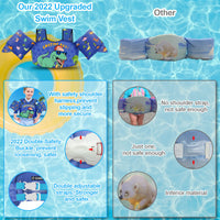Thumbnail for Chriffer Kids Swim Vest Life Jacket for 22-66 Pounds Boys and Girls, Toddler Floaties with Shoulder Harness Arm Wings for 2,3,4,5,6,7 Years Old Baby