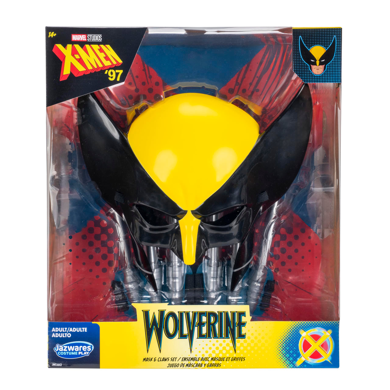 MARVEL Wolverine Official Adult Halloween Accessory Kit - Plastic Mask with Elastic Strap plus Two Claw Accessories
