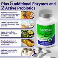 Thumbnail for AbsorbAid Platinum Digestive Enzyme Support 120 vCaps, 12 Digestive Enzymes Plus 2 Probiotics for Maximum Relief