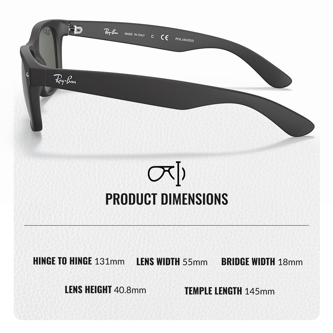 Ray-Ban RB2132 NEW WAYFARER Classic Polarized Square Shape Sunglasses With Eyewear Kit Bundle - High Bridge Fit - Casual Wear Square Sunglasses