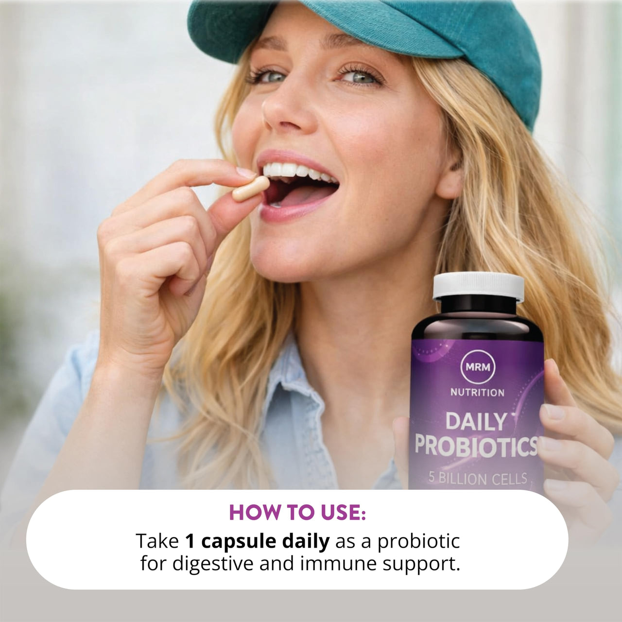 MRM Nutrition Daily Probiotics - Supports Intestinal, GI, & Immune Health for Women & Men, Prebiotic, Probiotic, & Postbiotic Supplement, 5 Billion Cells & 16 Different Strains, Vegan - 30 Servings