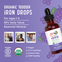 Thumbnail for MaryRuth's Iron Supplement for Toddlers | Liquid Iron Supplement for Children Ages 1-3 | Iron Supplement for Iron Deficiency | Ferrochel | Sugar Free | Vegan | Non-GMO | Gluten Free | 2 Fl Oz