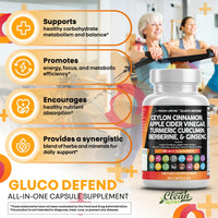Thumbnail for Clean Nutraceuticals Ceylon Cinnamon Capsules + Berberine Turmeric Apple Cider Vinegar Ginseng Bitter Melon Gymnema Milk Thistle Fenugreek Supplement Pills Powder for Men & Women