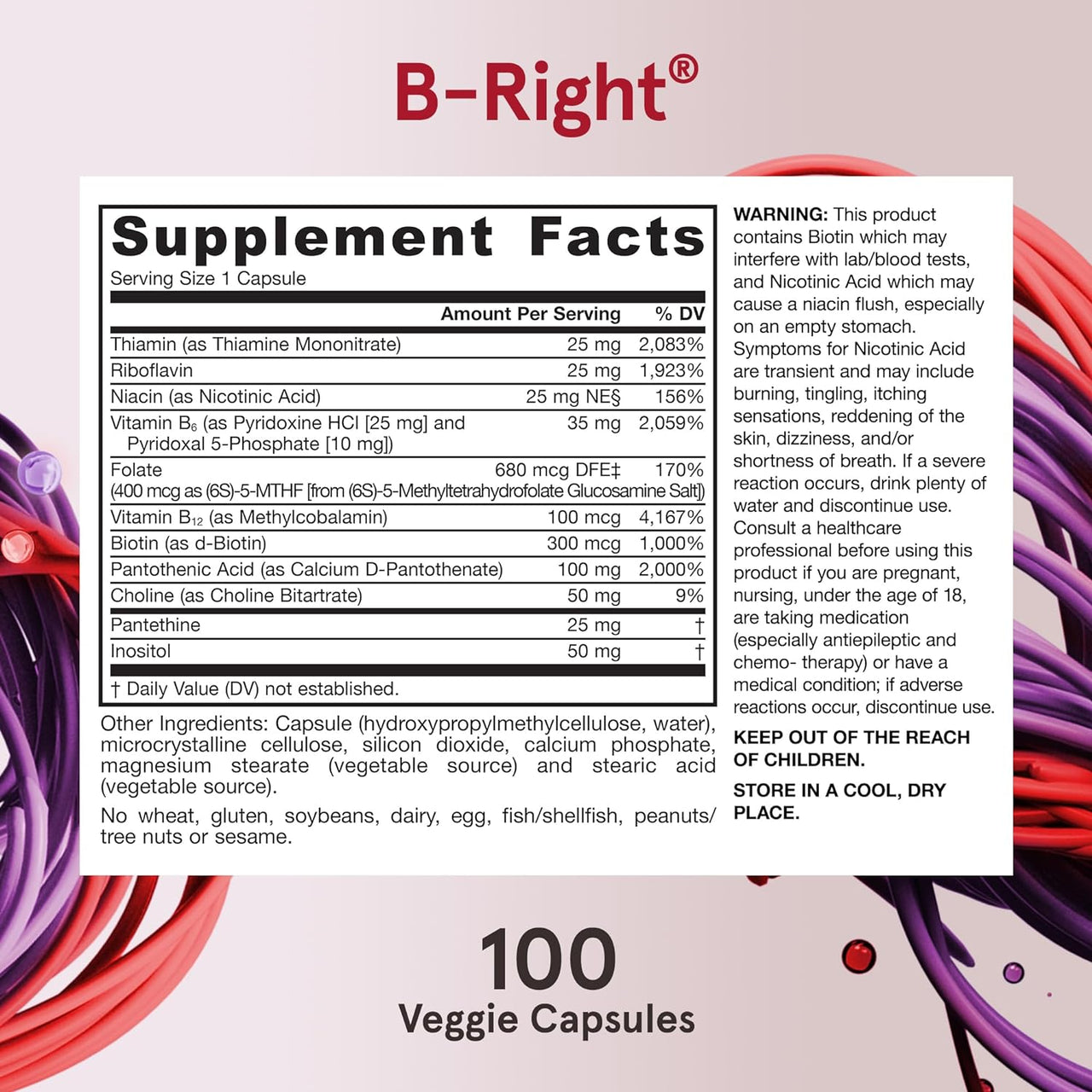 Jarrow Formulas B-Right Optimized B-Complex Veggie Capsules