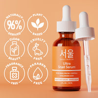 Thumbnail for SeoulCeuticals Korean Skin Care 97.5% Snail Mucin Serum – K Beauty Skincare Anti Wrinkle Cica Night Serum Hyaluronic Acid for Face 1oz