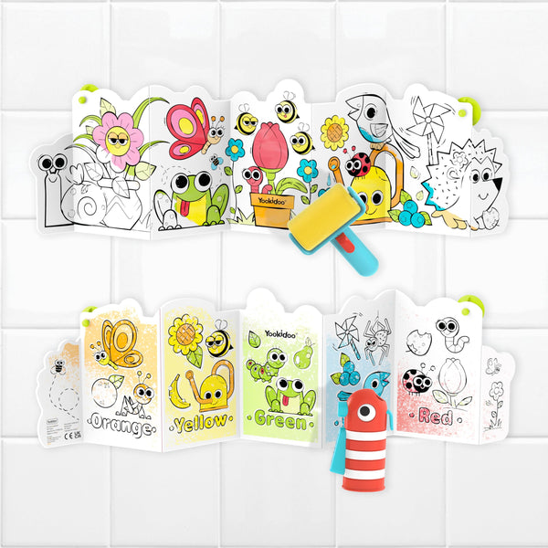 Yookidoo Spray 'N' Roll Magic Book - Mess-Free Water Activated Painting Game, Reusable Color Reveal Bath Toy, Fine Motor Skills Gift for Toddlers & Babies 18 Months+