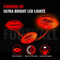 Thumbnail for Wave Runner LED Light-Up Football - Glow in The Dark Football Games- Size 10.35 in. with Pump and Batteries Included | Great for Adults, Teens & Players (Orange W/Cracks)