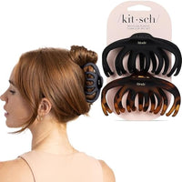 Thumbnail for Image 1 of Default Title for the product Kitsch Octopus Hair Clips For Women - Classic Black & Tortoise, 2pcs