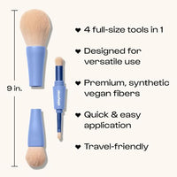 Thumbnail for Image 2 of ALLEYOOP Overachiever 4-in-1 Retractable Travel Makeup Brush Set