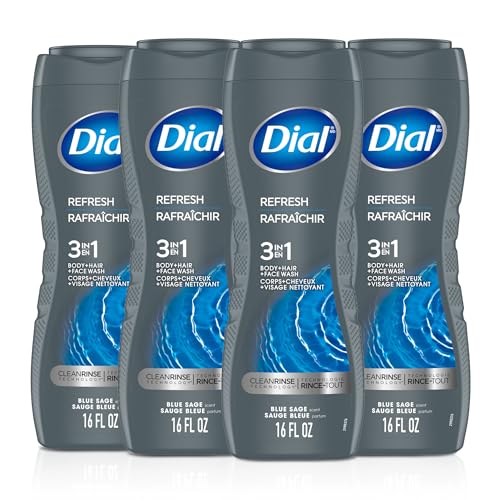 Image 7 of Blue Sage / 16 Fl Oz (Pack of 4) for the product Dial Men 3-in-1 Body, Hair and Face Wash